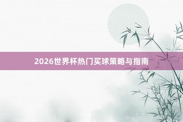 2026世界杯热门买球策略与指南