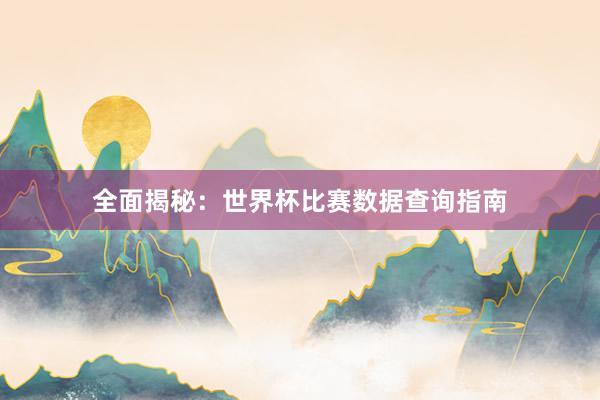 全面揭秘：世界杯比赛数据查询指南