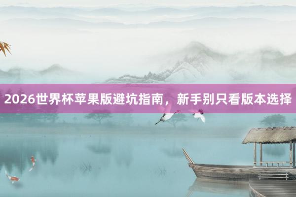 2026世界杯苹果版避坑指南，新手别只看版本选择